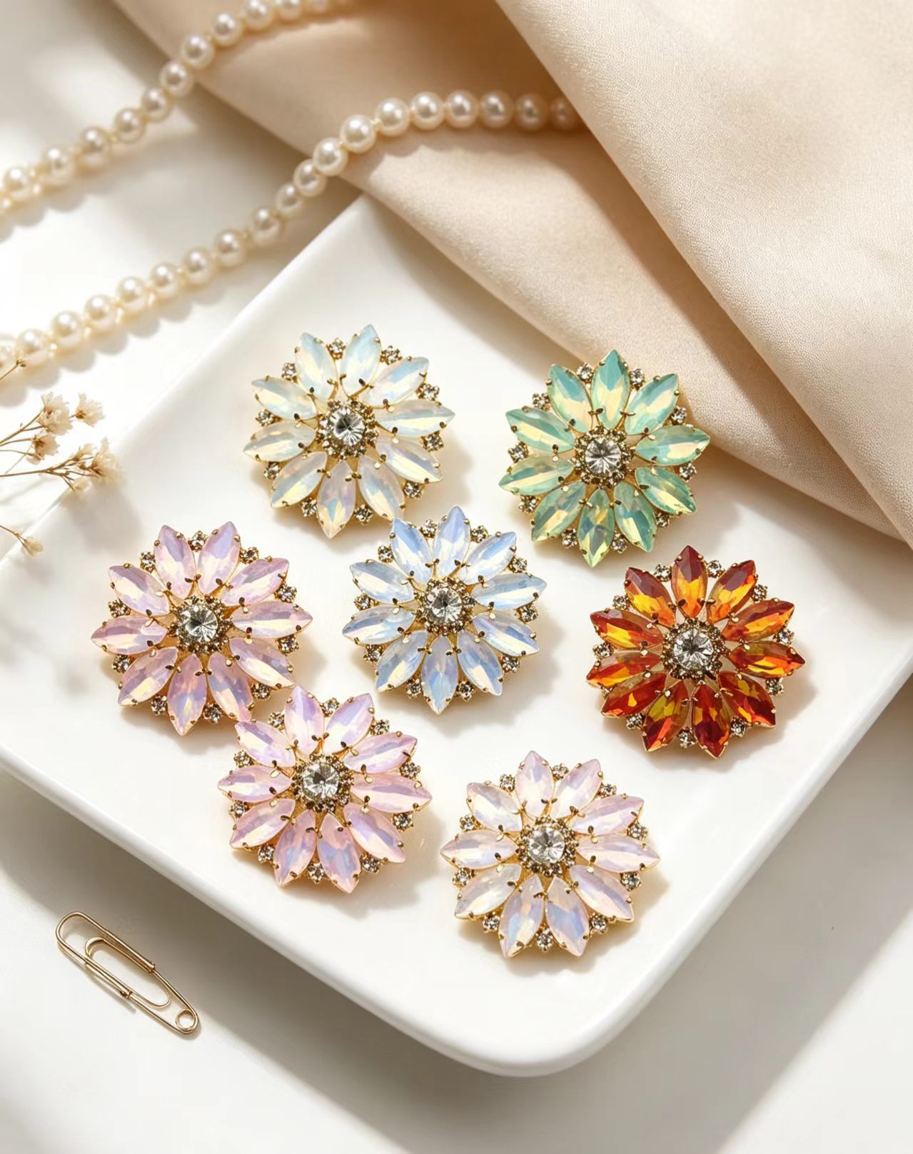 Sew On Rhinestone - Botones de resina con cristales de