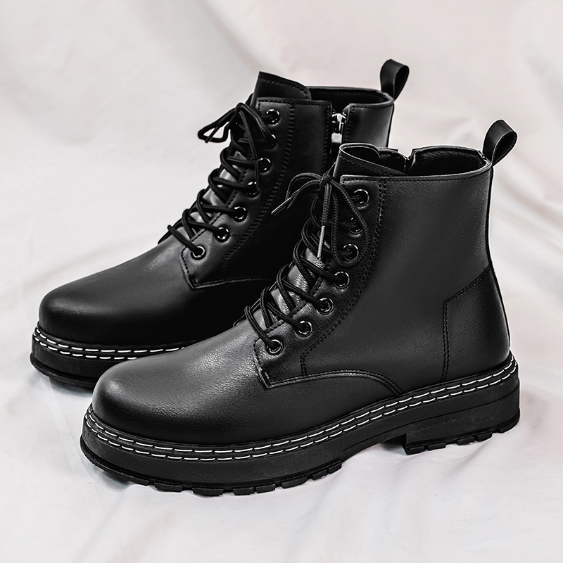 Guipure Lace Panel - Botas de moto de charol negro