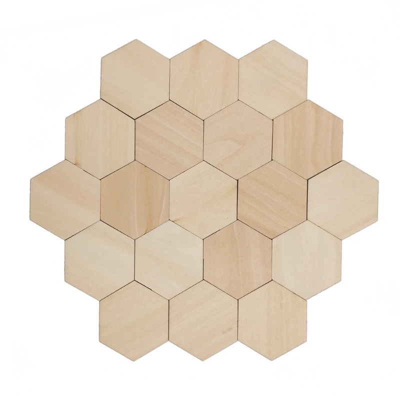 Embellish Craft - Rebanadas hexagonales de madera en blanco,