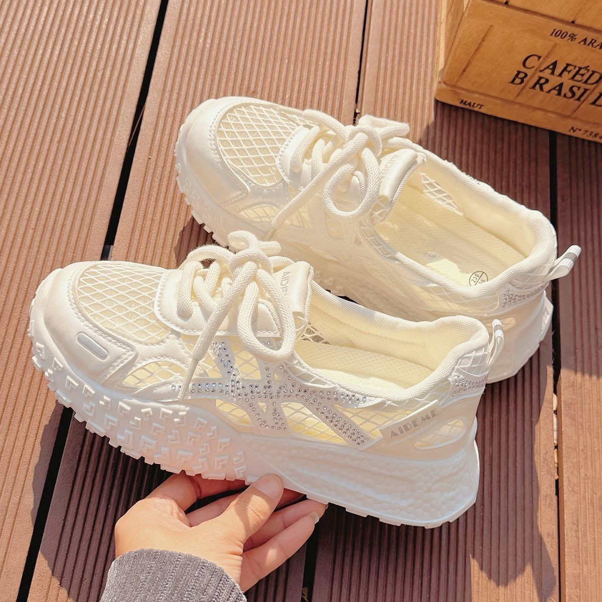 Crystal Mesh Fabric - Zapatillas deportivas transpirables de malla con