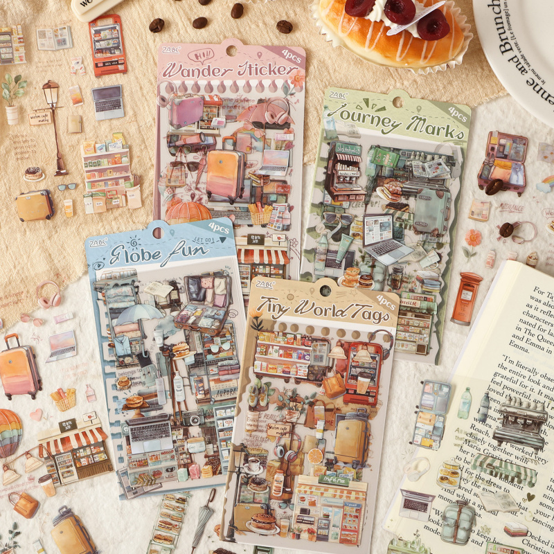 Embellishments For Scrapbooking - Paquete de 4 Etiquetas Adhesivas Vintage