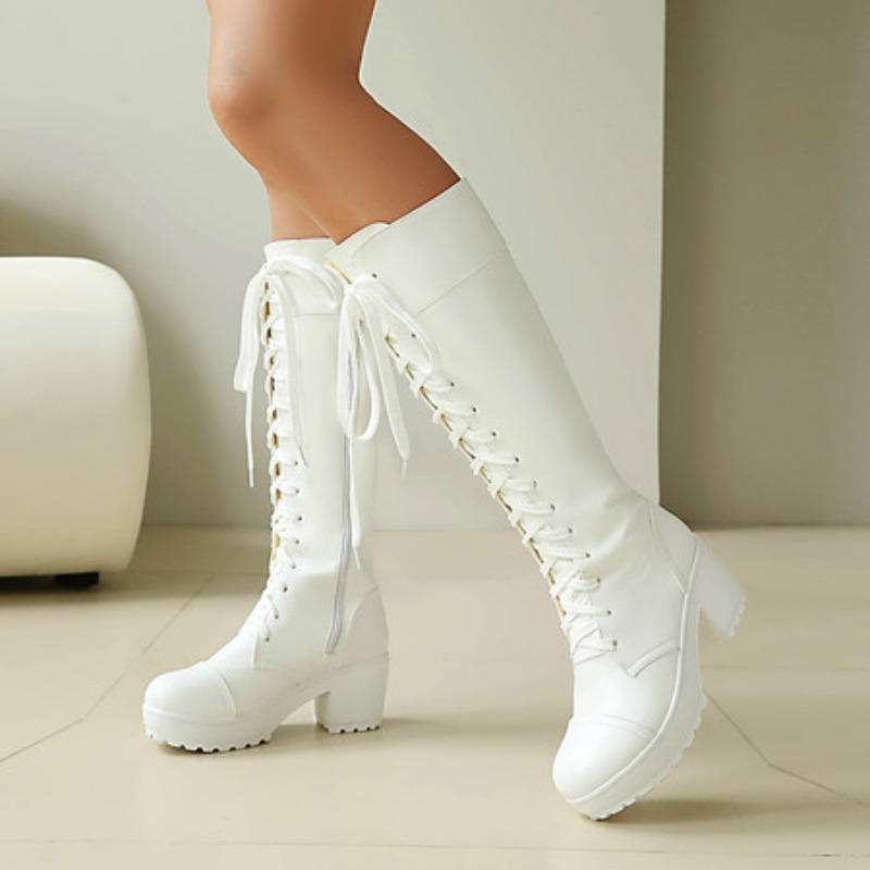 Guipure Lace Panel - Botas de combate hasta la rodilla