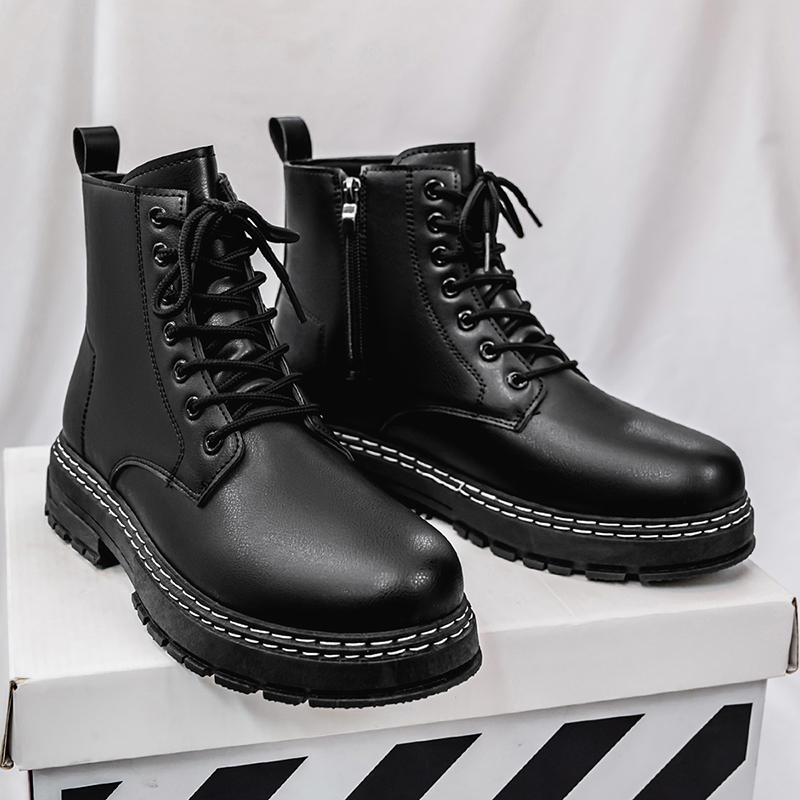 Botas de moto de charol negro  - Guipure Lace Panel reseña y precio