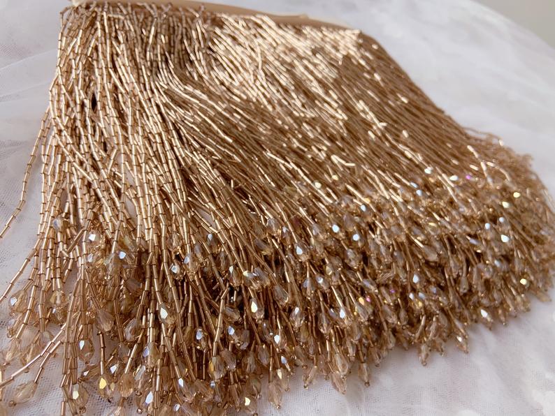 Adorno de borla con flecos de  - Beaded Trim Fringe reseña y precio