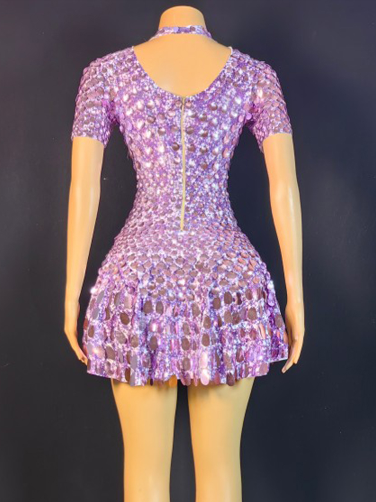 Mini vestido de lentejuelas en - Rhinestone Banding Trim reseña y precio