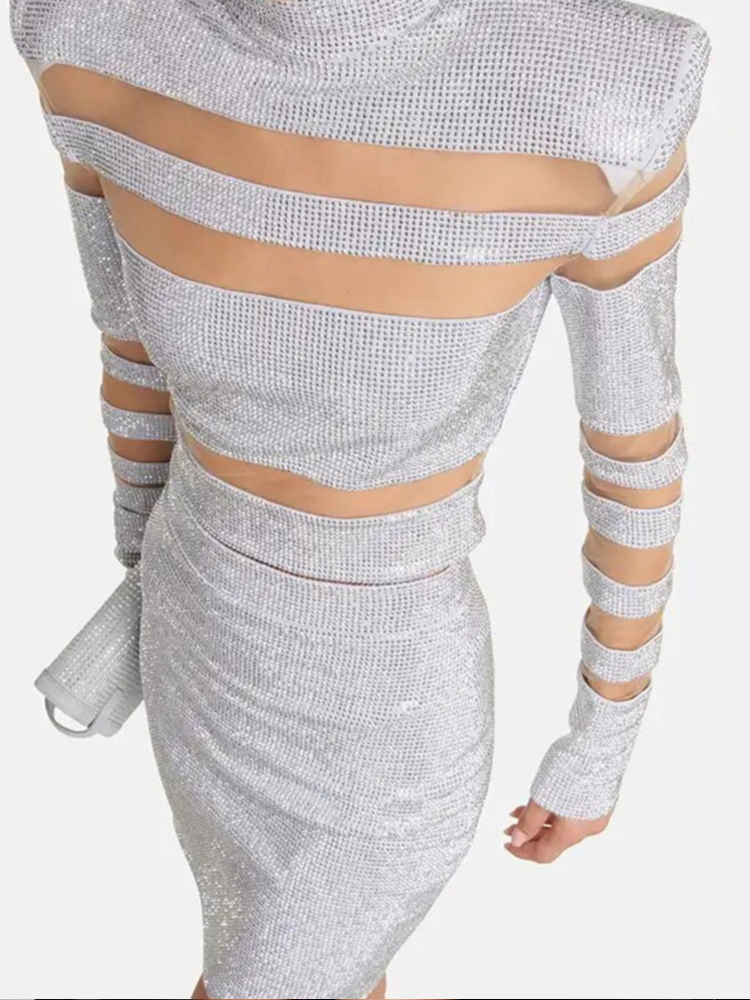 Conjunto sexy de vendaje con p - Sequin Fabric Panel reseña y precio