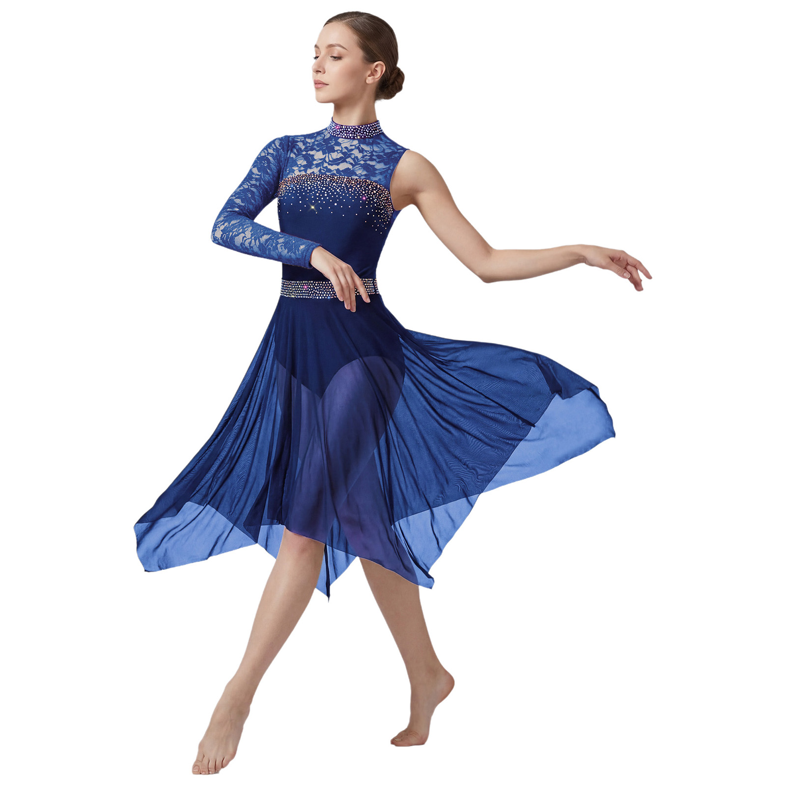 Vestido de Danza Lírica para M - Rhinestone Banding Trim reseña y precio