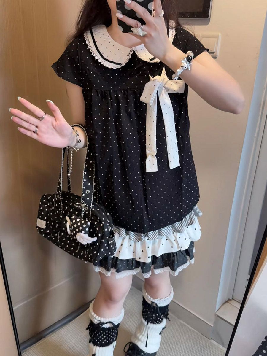 Conjunto de 2 piezas Y2K Kawai - Lace Ribbon Trim reseña y precio