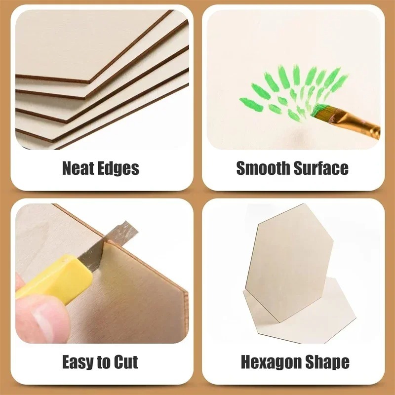 Rebanadas hexagonales de mader - Embellish Craft reseña y precio