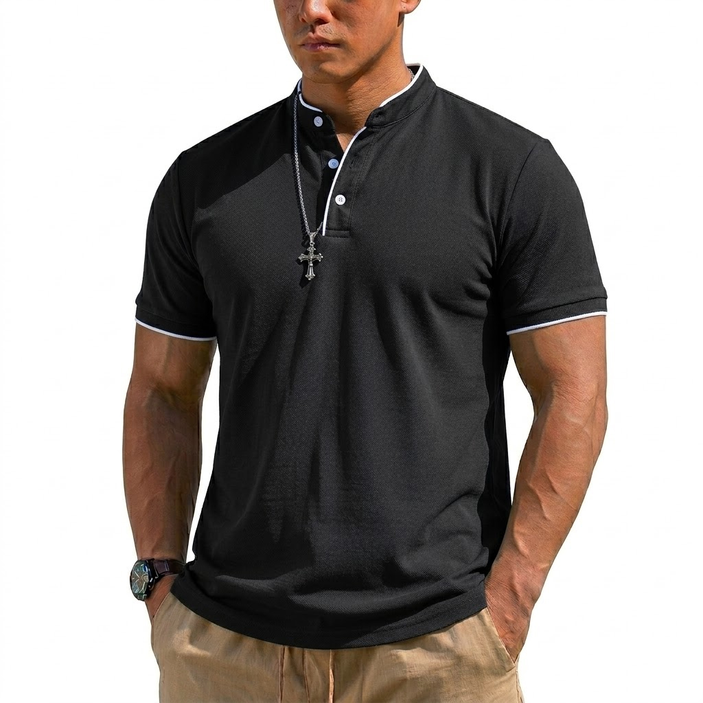 Camiseta Henley de Manga Corta - Embellish Knit reseña y precio