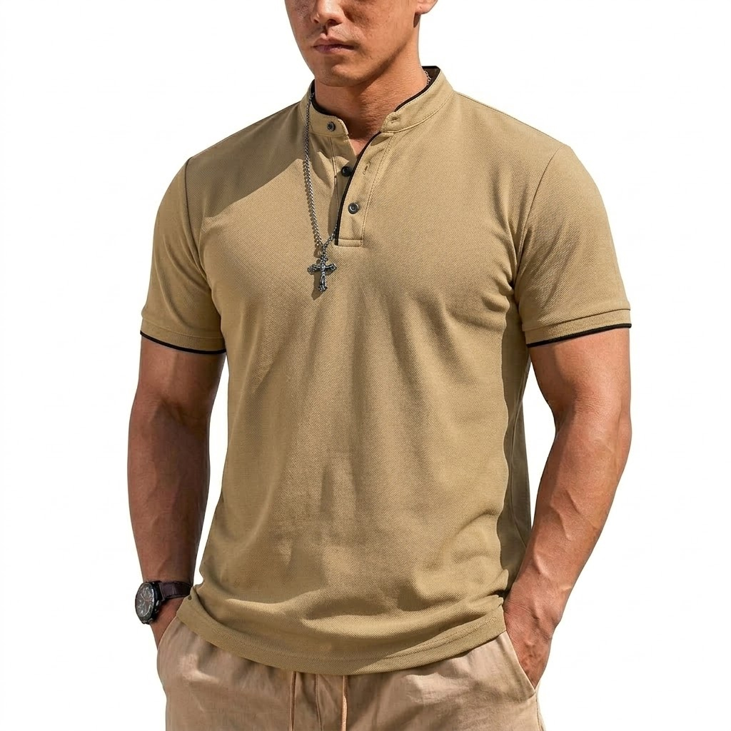 Camiseta Henley de Manga Corta - Embellish Knit reseña y precio